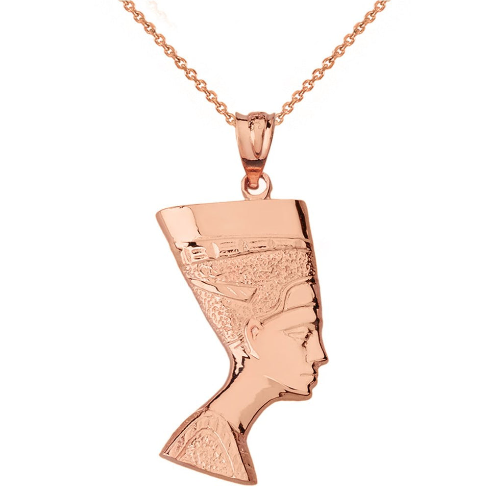 Rose Gold Egyptian Queen Nefertiti Pendant& Necklace