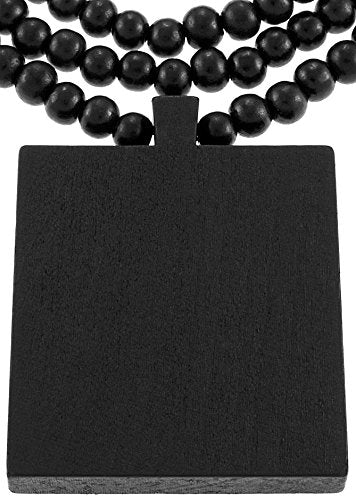 Malcolm X Pendant Necklace All Wood with 36 Inch Long Beaded Chain