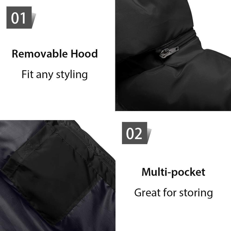 Men's Winter Puffer Coat Casual Fur Hooded Warm Outwear Jacket
