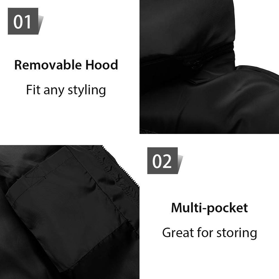 Men's Winter Puffer Coat Casual Fur Hooded Warm Outwear Jacket