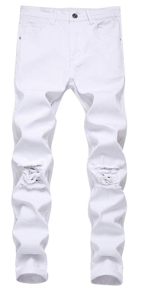Men's Slim Fit Destroyed Ripped Jeans