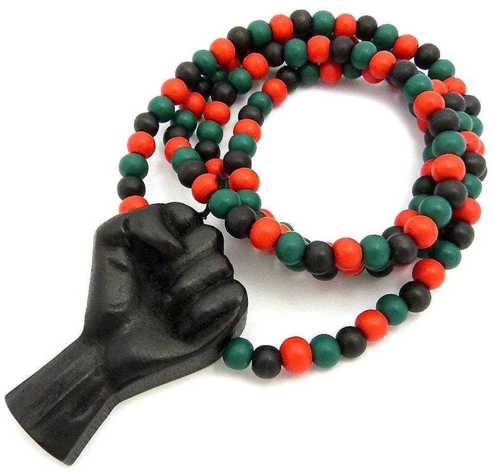 Black Power Fist All Natural Wood Pendant & Necklace