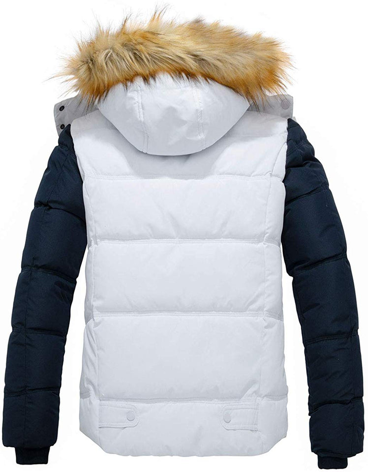 Men's Winter Puffer Coat Casual Fur Hooded Warm Outwear Jacket