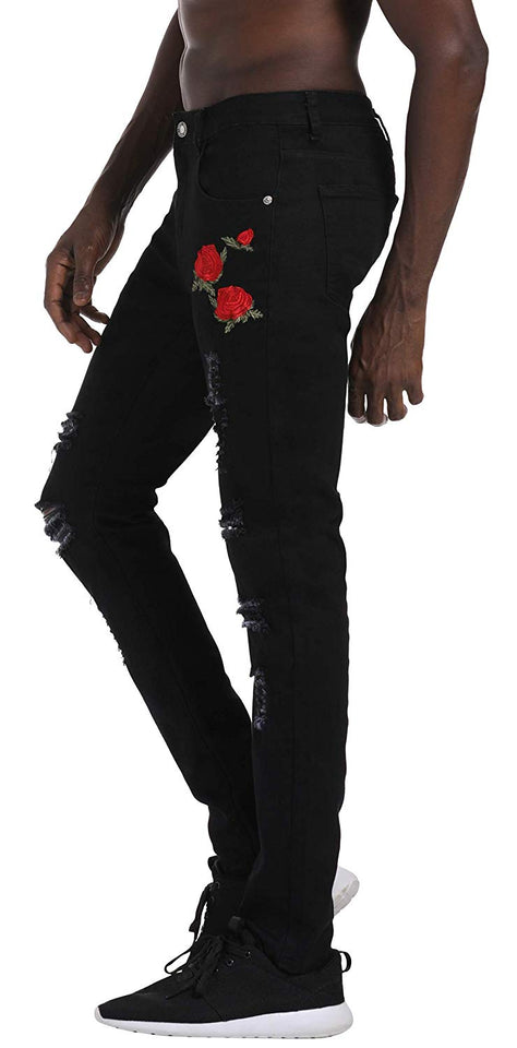 Men's Slim Fit Destroyed Ripped Jeans