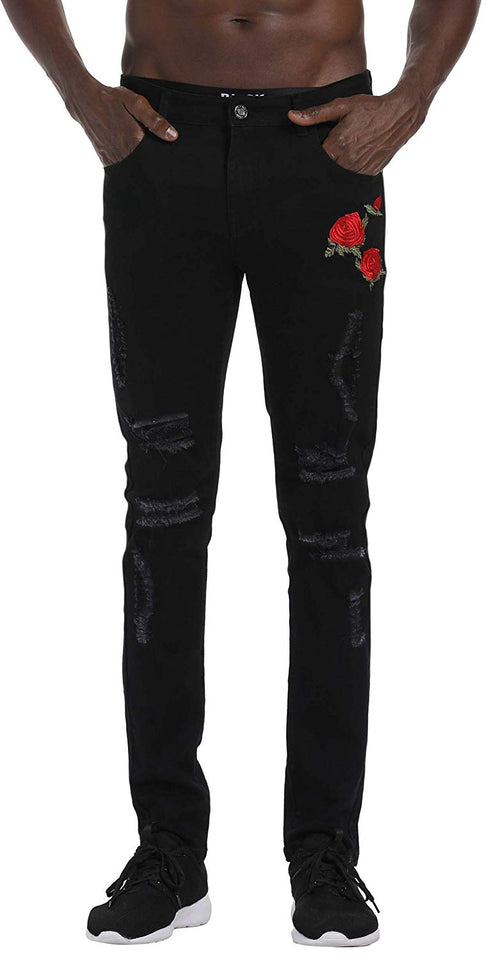 Men's Slim Fit Destroyed Ripped Jeans