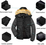 Men's Winter Puffer Coat Casual Fur Hooded Warm Outwear Jacket