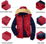 Men's Winter Puffer Coat Casual Fur Hooded Warm Outwear Jacket