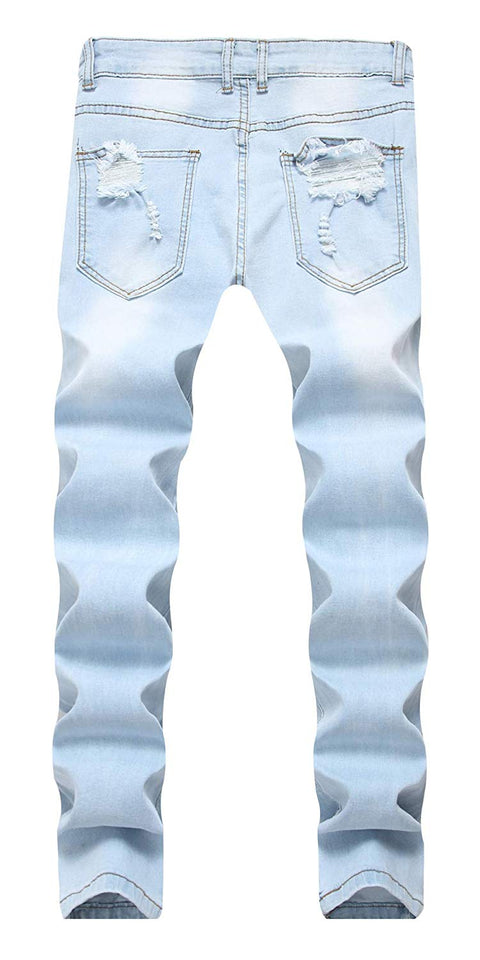 Men's Slim Fit Destroyed Ripped Jeans