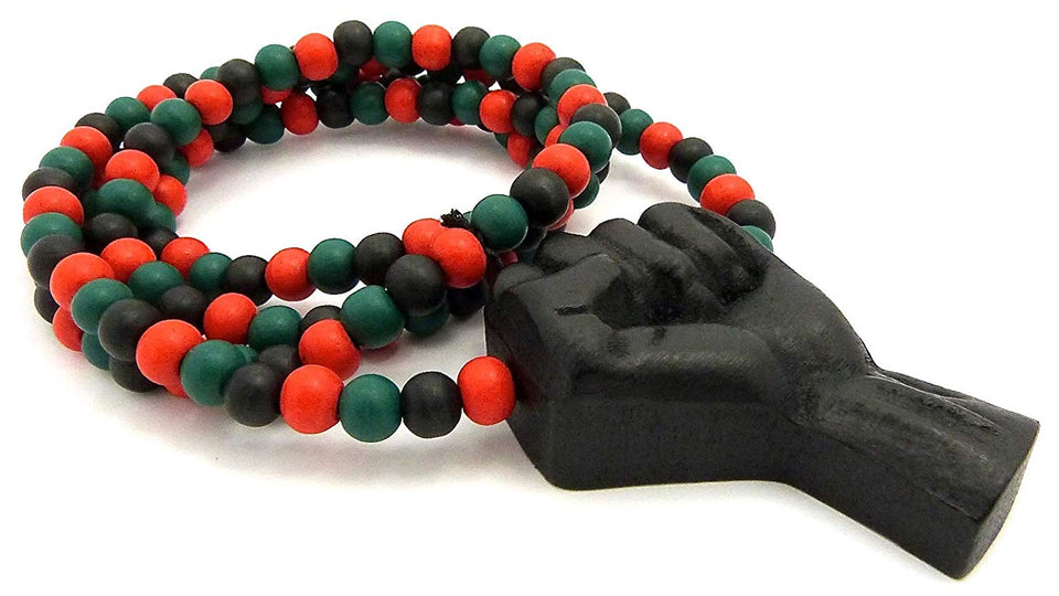Black Power Fist All Natural Wood Pendant & Necklace