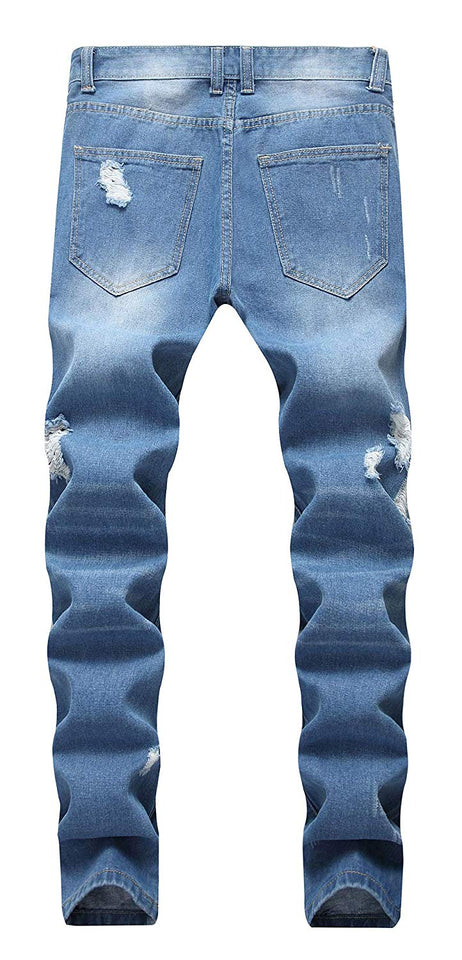 Men's Slim Fit Destroyed Ripped Jeans
