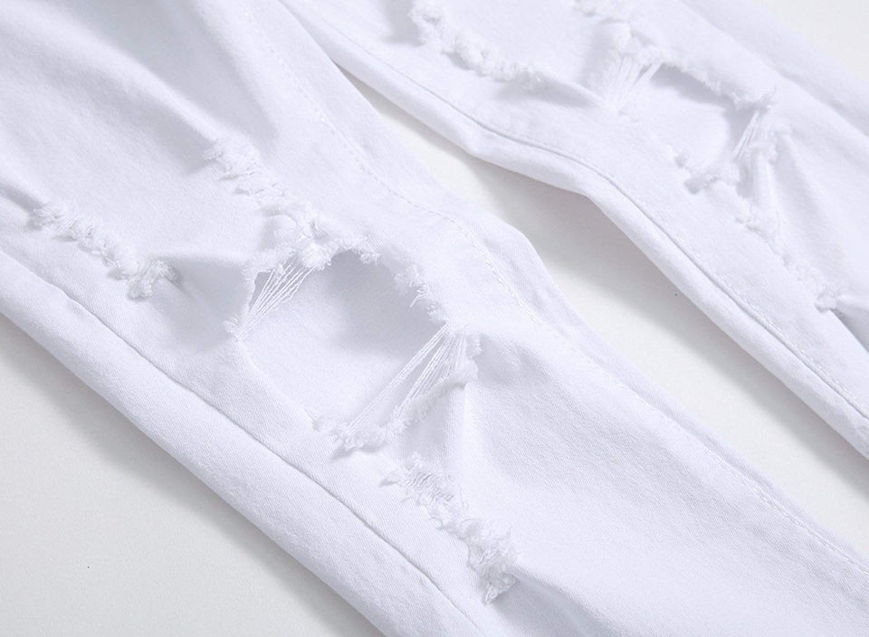 Men's Slim Fit Destroyed Ripped Jeans