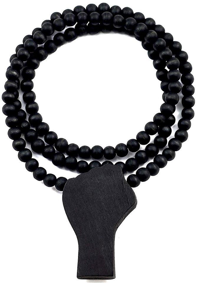 Black Power Fist All Natural Wood Pendant & Necklace