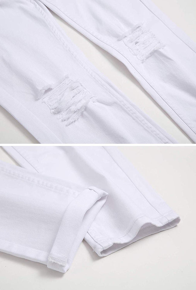 Men's Slim Fit Destroyed Ripped Jeans