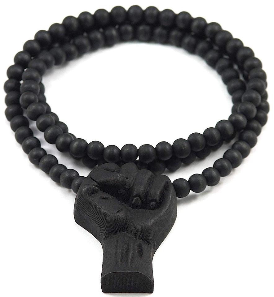 Black Power Fist All Natural Wood Pendant & Necklace