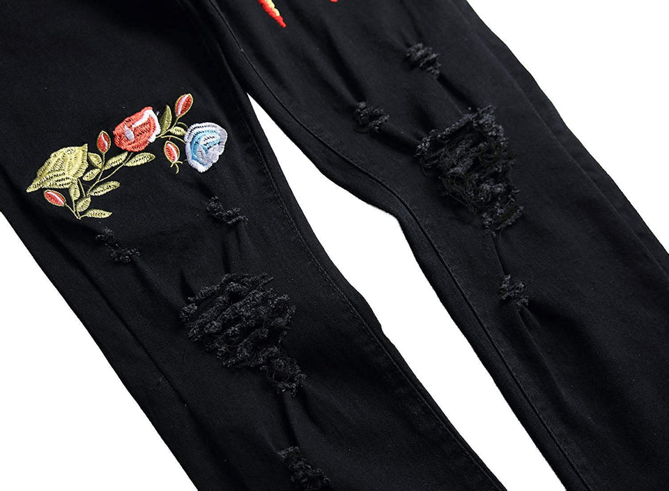 Men's Slim Fit Destroyed Ripped Jeans