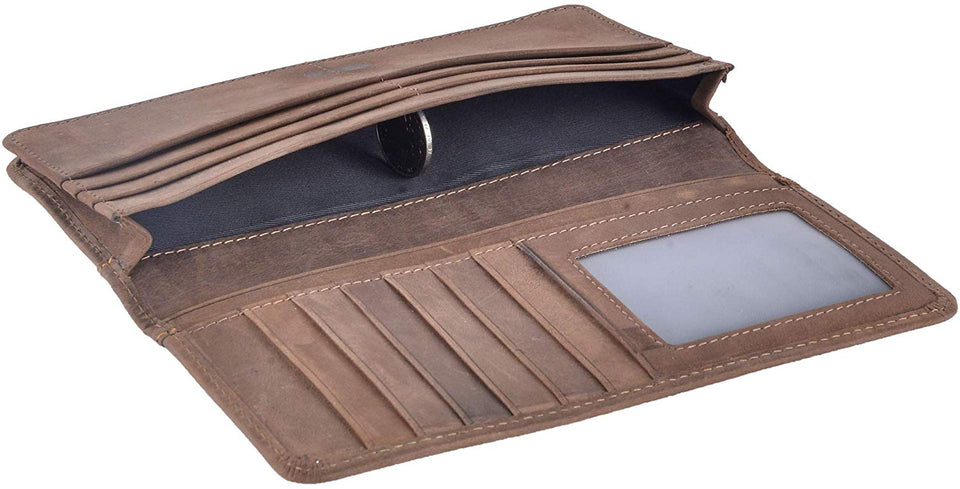 Kings Vintage Genuine Leather Long Wallets Bifold Wallet