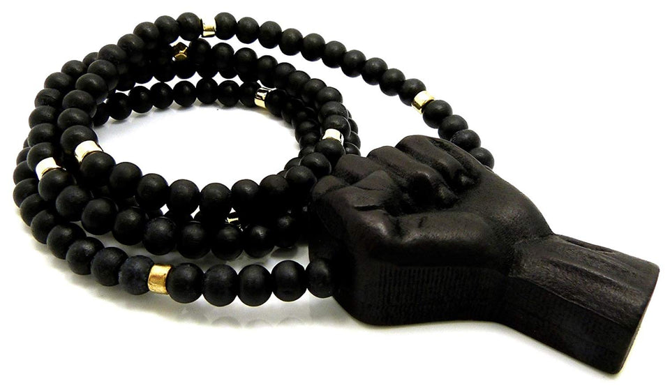 Black Power Fist All Natural Wood Pendant & Necklace