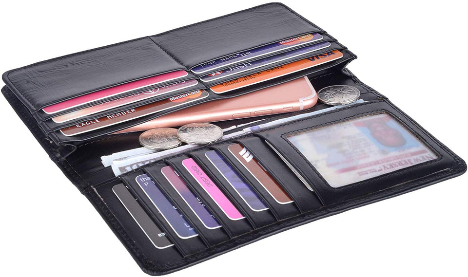 Kings Vintage Genuine Leather Long Wallets Bifold Wallet