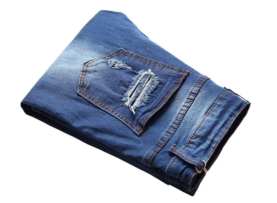 Men's Slim Fit Destroyed Ripped Jeans