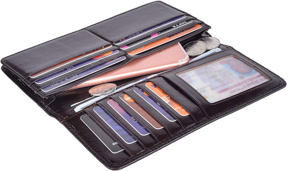 Kings Vintage Genuine Leather Long Wallets Bifold Wallet