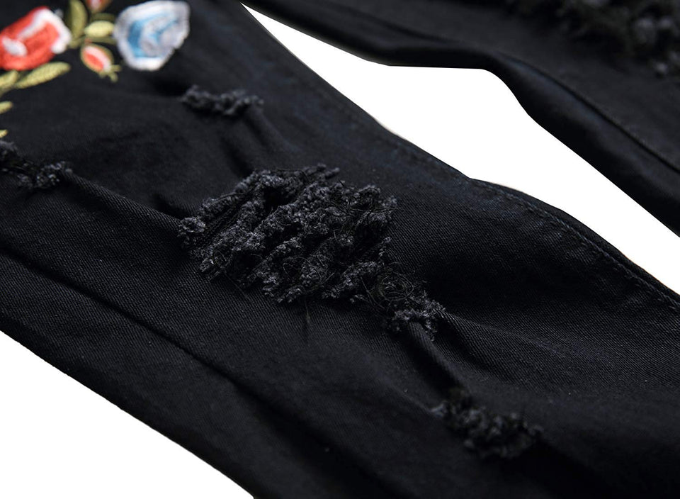 Men's Slim Fit Destroyed Ripped Jeans
