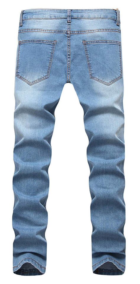 Men's Slim Fit Destroyed Ripped Jeans