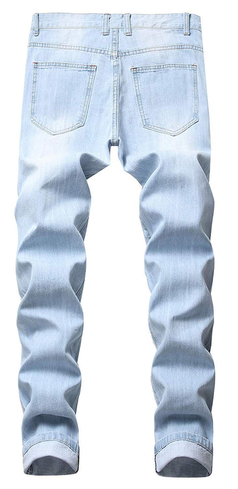 Men's Slim Fit Destroyed Ripped Jeans