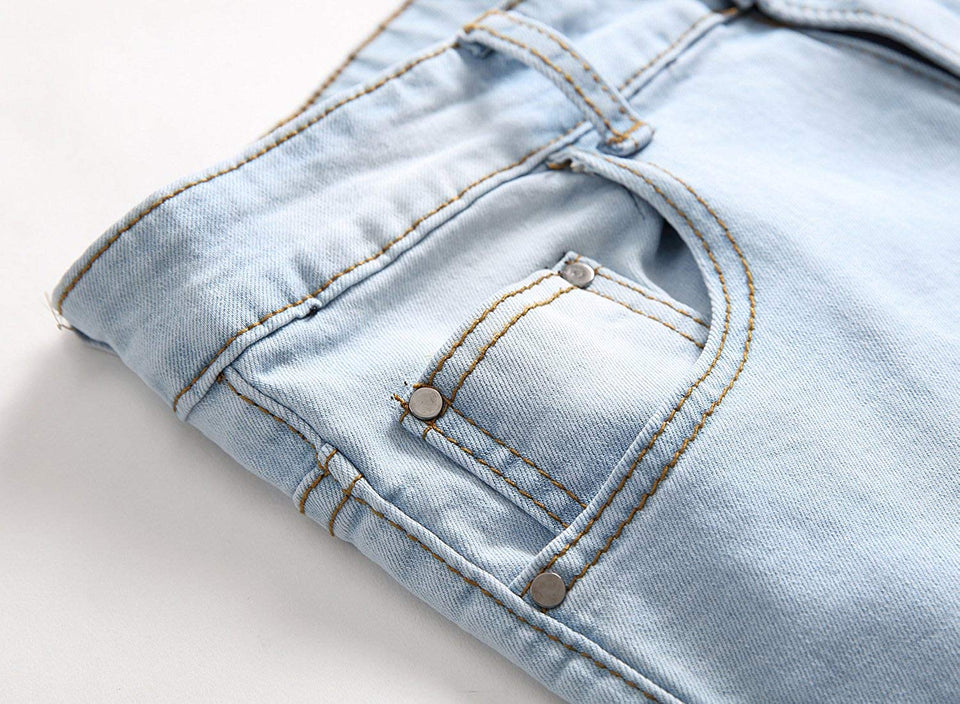Men's Slim Fit Destroyed Ripped Jeans