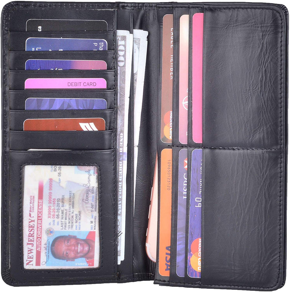 Kings Vintage Genuine Leather Long Wallets Bifold Wallet