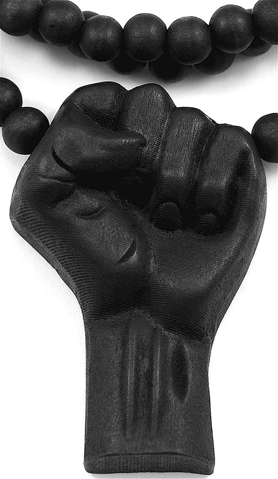 Black Power Fist All Natural Wood Pendant & Necklace