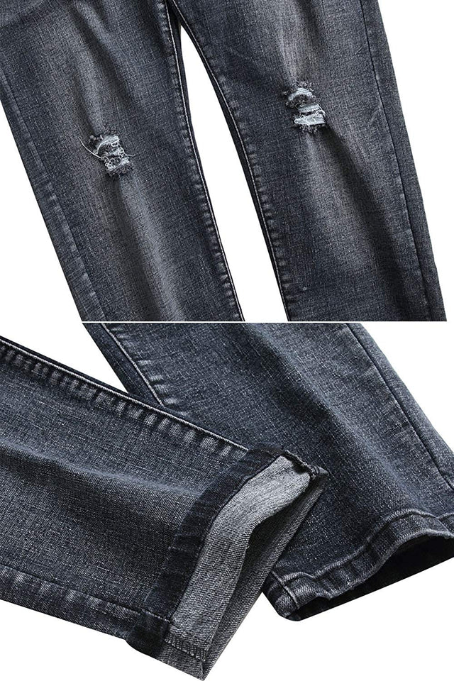 Men's Slim Fit Destroyed Ripped Jeans