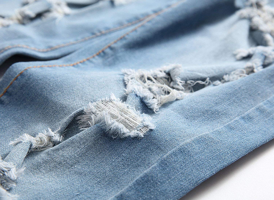 Men's Slim Fit Destroyed Ripped Jeans
