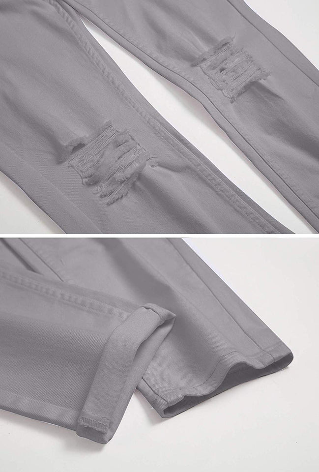Men's Slim Fit Destroyed Ripped Jeans