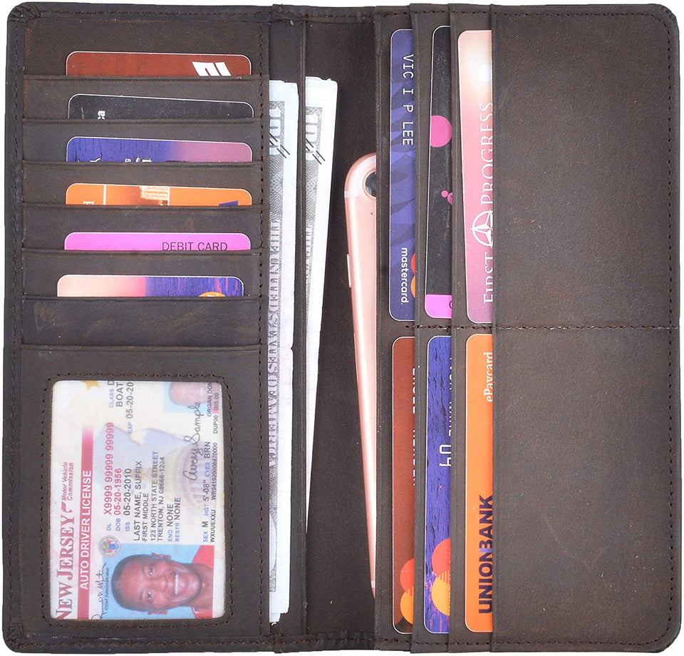 Kings Vintage Genuine Leather Long Wallets Bifold Wallet