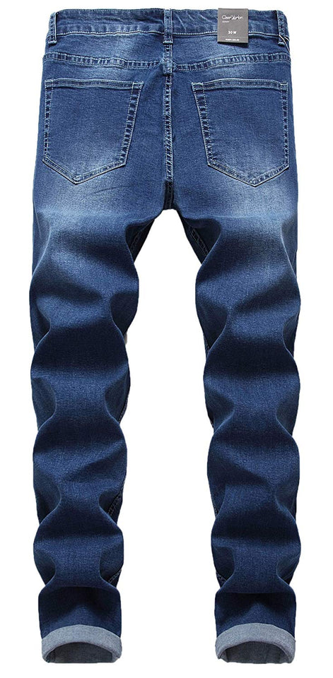 Men's Slim Fit Destroyed Ripped Jeans