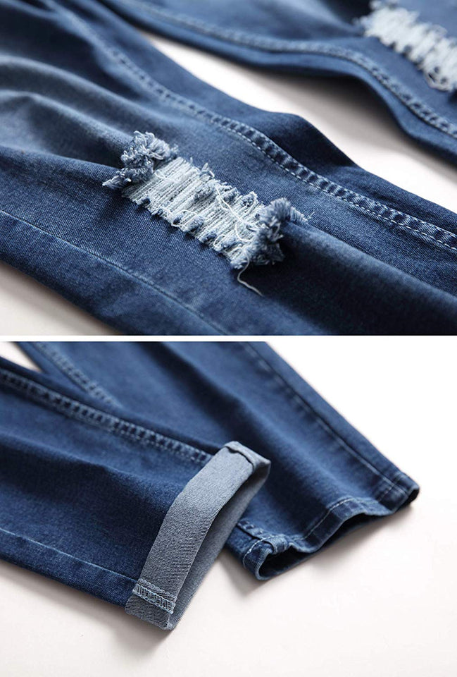 Men's Slim Fit Destroyed Ripped Jeans