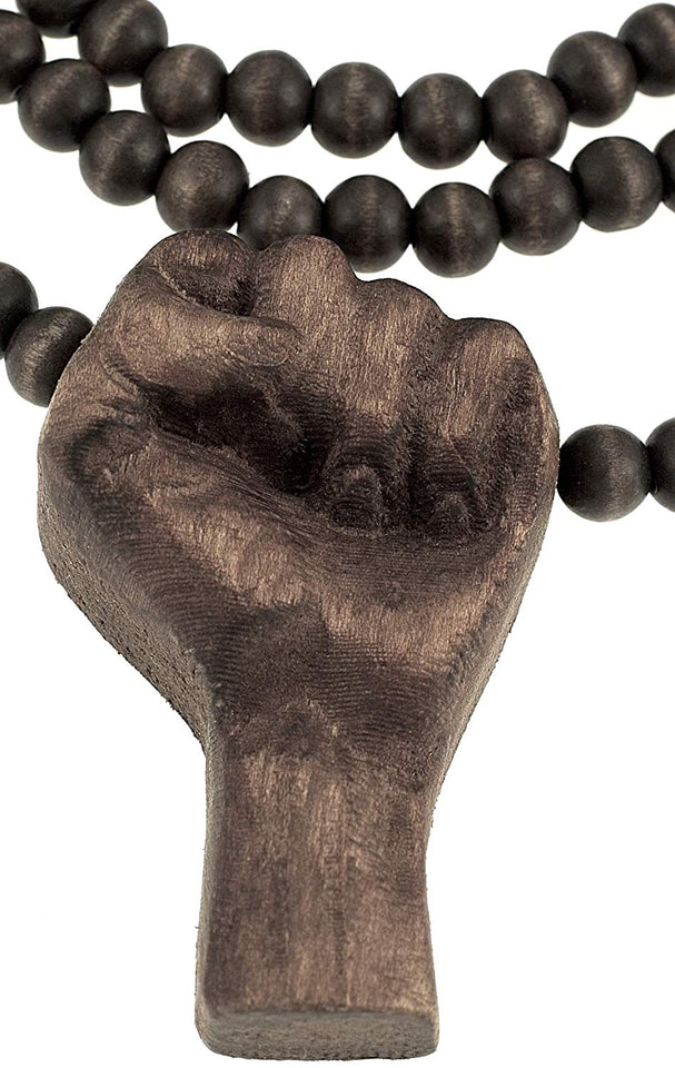 Black Power Fist All Natural Wood Pendant & Necklace