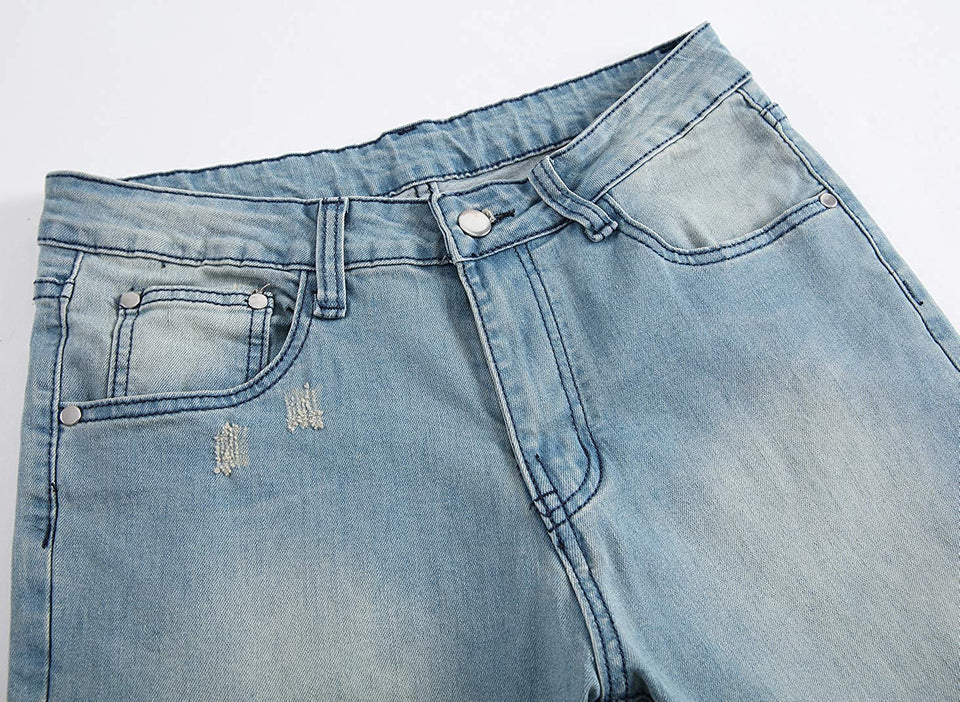 Men's Slim Fit Destroyed Ripped Jeans
