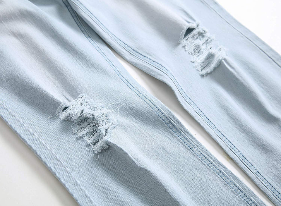 Men's Slim Fit Destroyed Ripped Jeans