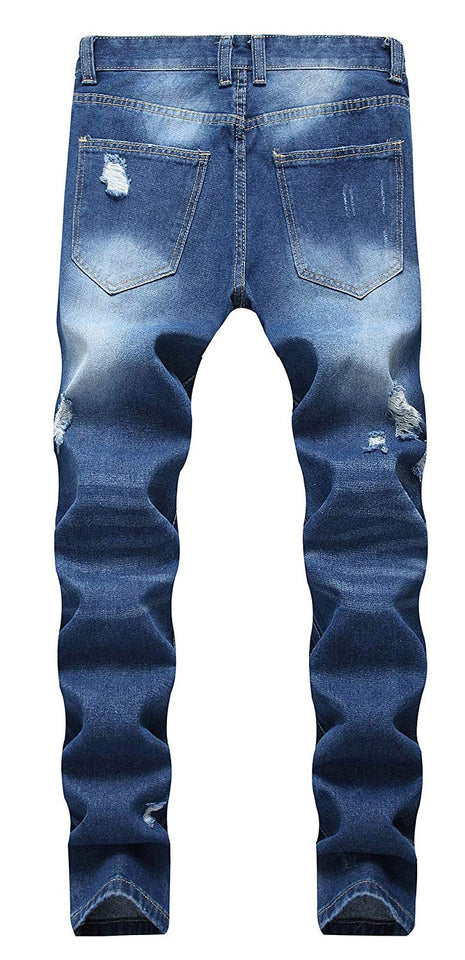 Men's Slim Fit Destroyed Ripped Jeans