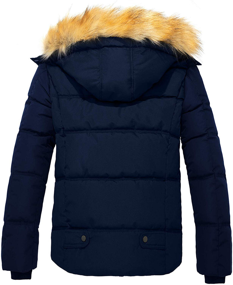 Men's Winter Puffer Coat Casual Fur Hooded Warm Outwear Jacket