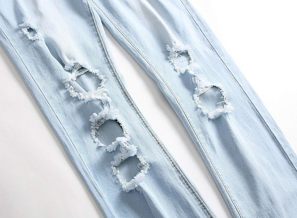 Men's Slim Fit Destroyed Ripped Jeans