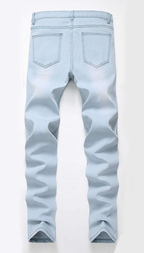 Men's Slim Fit Destroyed Ripped Jeans