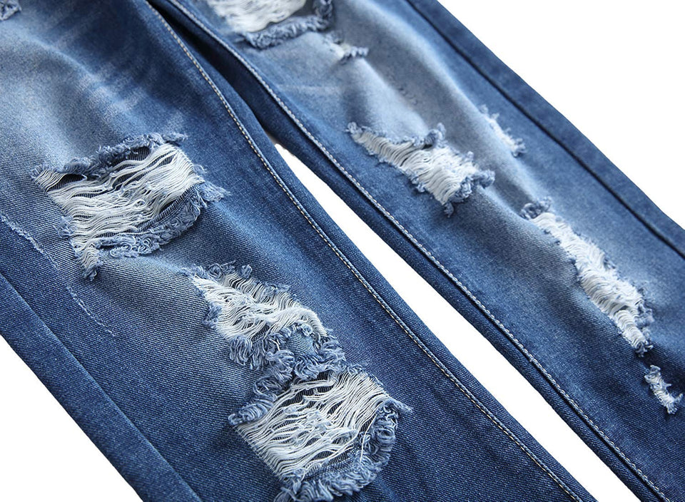 Men's Slim Fit Destroyed Ripped Jeans