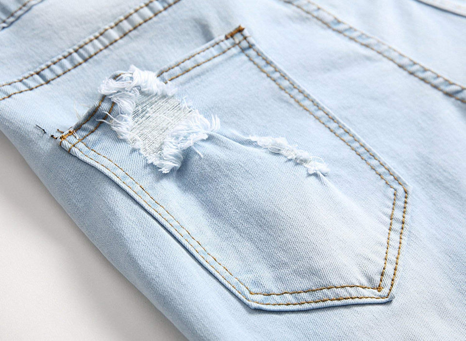 Men's Slim Fit Destroyed Ripped Jeans