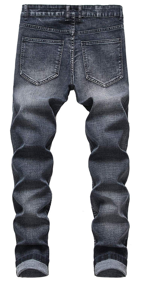 Men's Slim Fit Destroyed Ripped Jeans