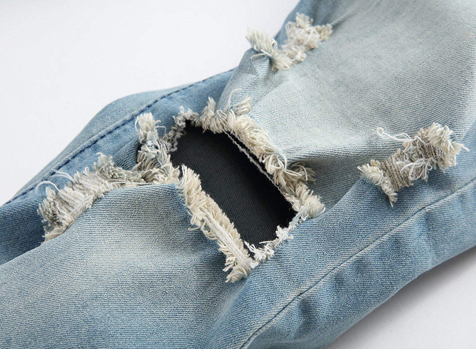 Men's Slim Fit Destroyed Ripped Jeans