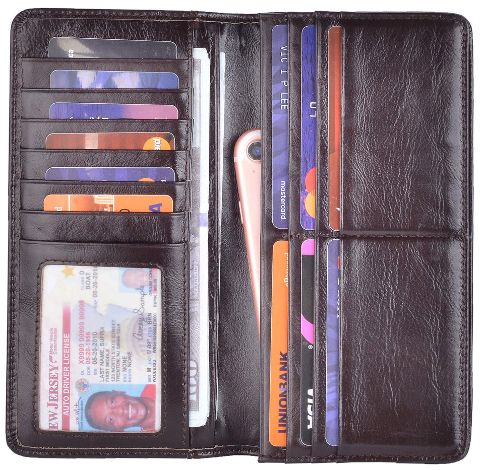 Kings Vintage Genuine Leather Long Wallets Bifold Wallet