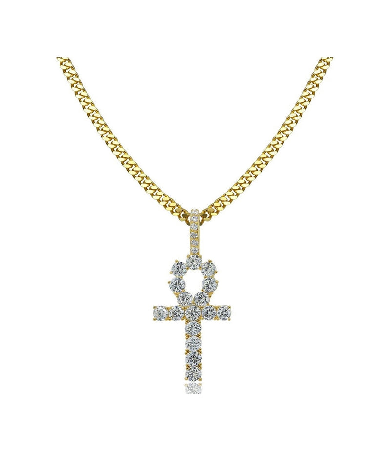 Iced Out Ankh Pendant w/ 24” chain