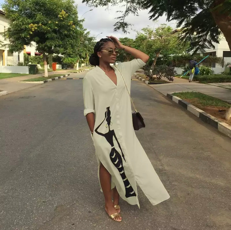 Queen Nerfetiti Button Down Dress